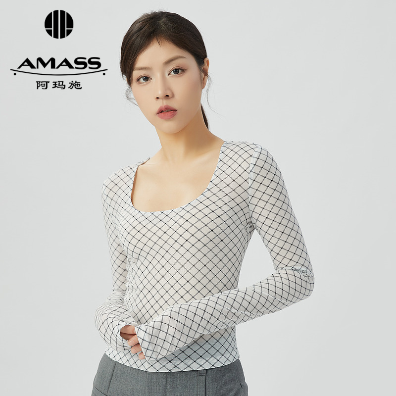 阿玛施AMASS 独特网眼设计质感细腻造型丝网衫5300927