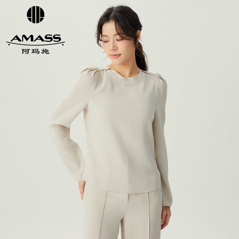 阿玛施AMASS 新款圆领简约百搭长袖5300940