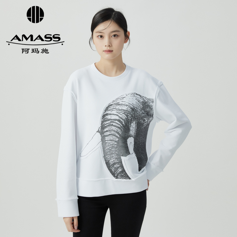 阿玛施AMASS 线条艺术时尚圆领卫衣5300946