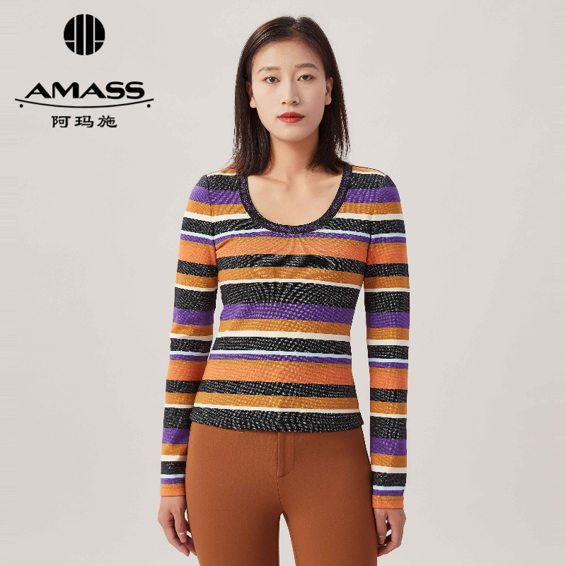 AMASS阿玛施 条纹圆领长袖T恤5300959