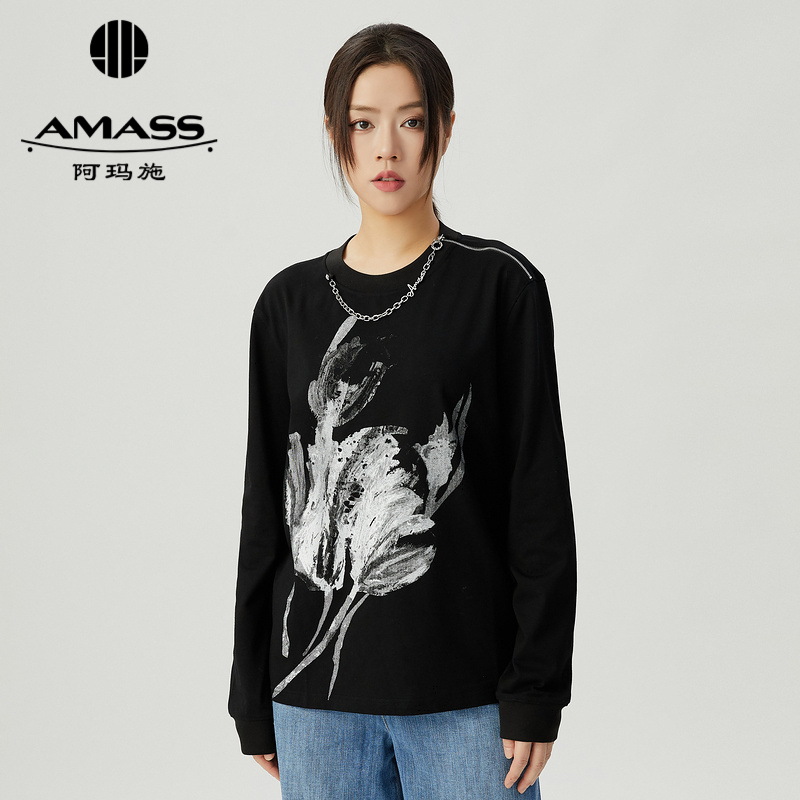 阿玛施AMASS 潮流字母图案设计圆领卫衣5300993