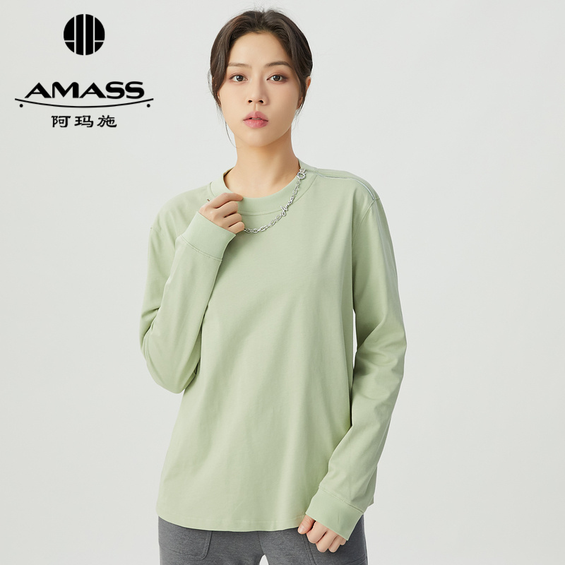 AMASS阿玛施 简约素面链条设计百搭圆领长袖纯T5300993