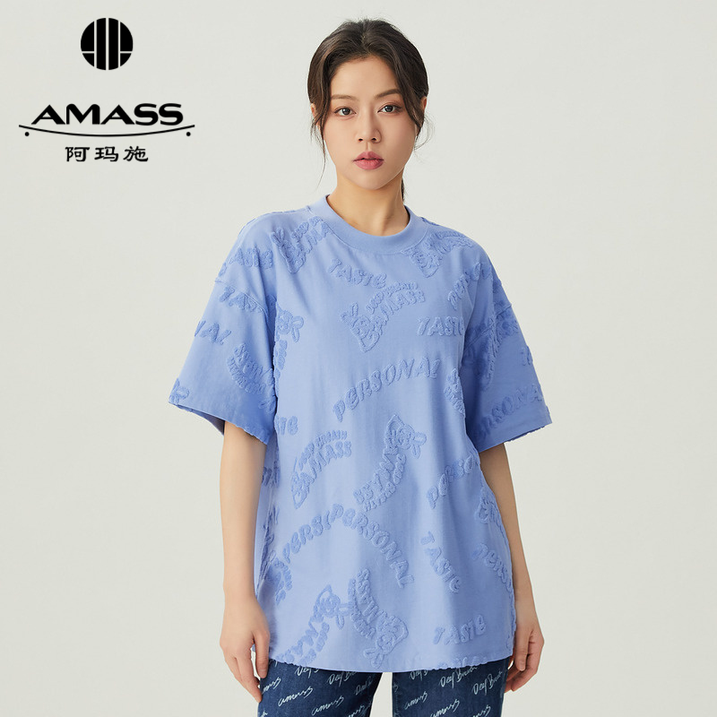 阿玛施AMASS 新款休闲字母logo宽松T恤5300999