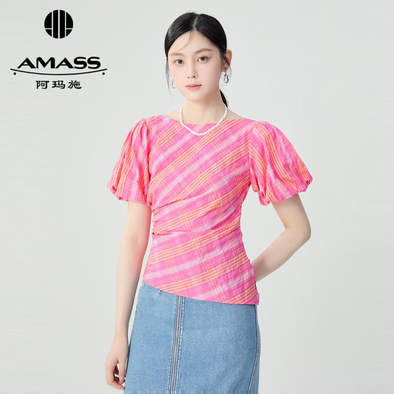 阿玛施AMASS 时尚减龄俏皮造型感显瘦短袖上衣5301029