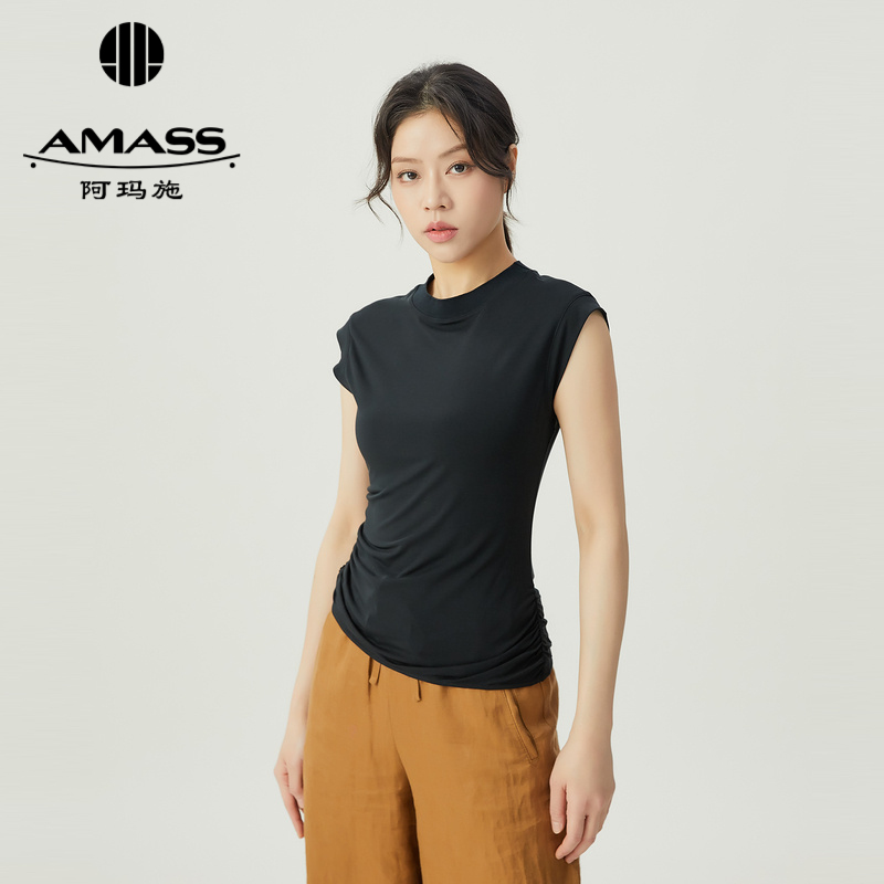 阿玛施AMASS 经典优雅极简风无袖收身上衣5301054