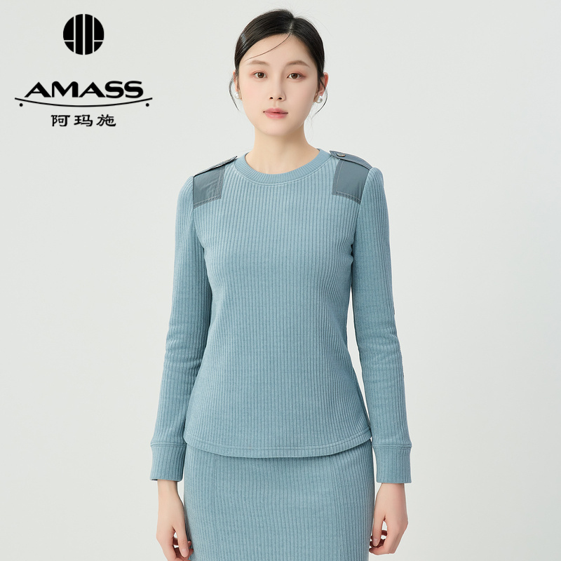 阿玛施AMASS 温柔气质雪尼尔长袖上衣5301074