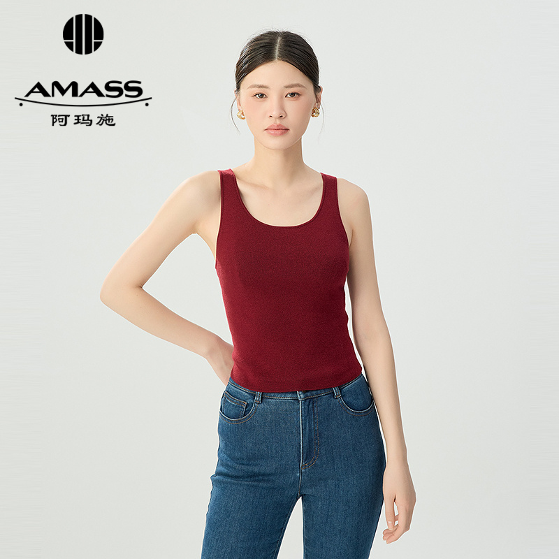 阿玛施AMASS 简约时尚外穿内搭山羊绒针织背心5392357
