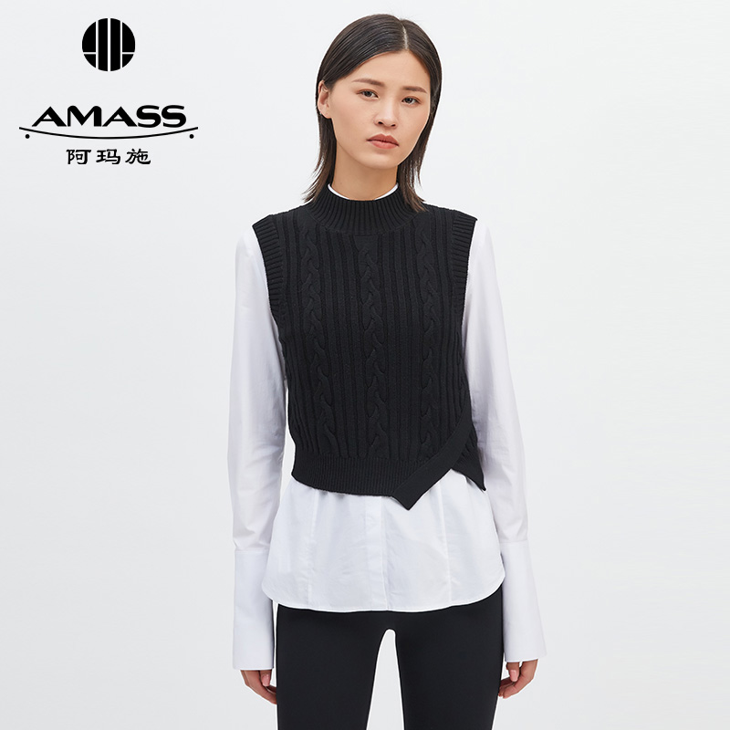 AMASS阿玛施 烟管领不规则背心5399380