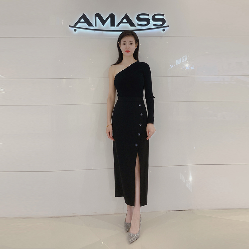 阿玛施AMASS 个性造型单袖针织上衣5399429