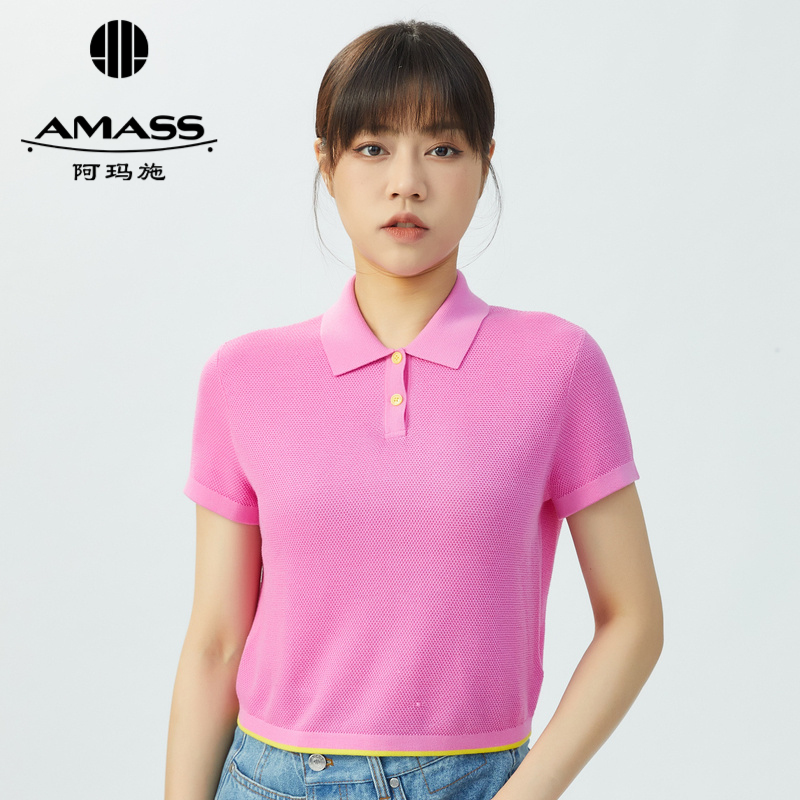 AMASS阿玛施 POLO领短款针织衫5399480