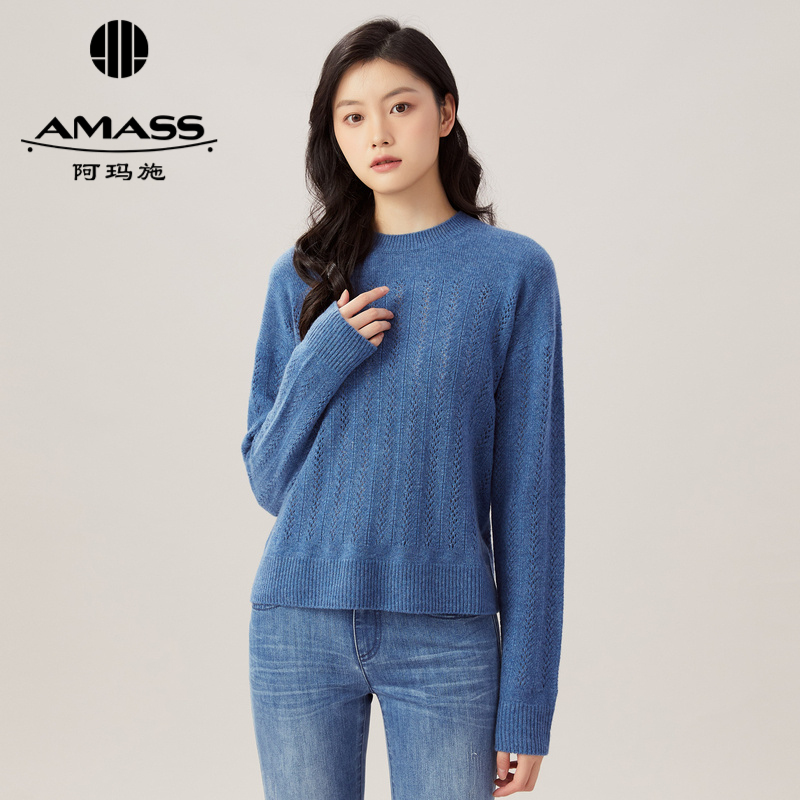 AMASS阿玛施圆领罗纹收口镂空套头针织5399560