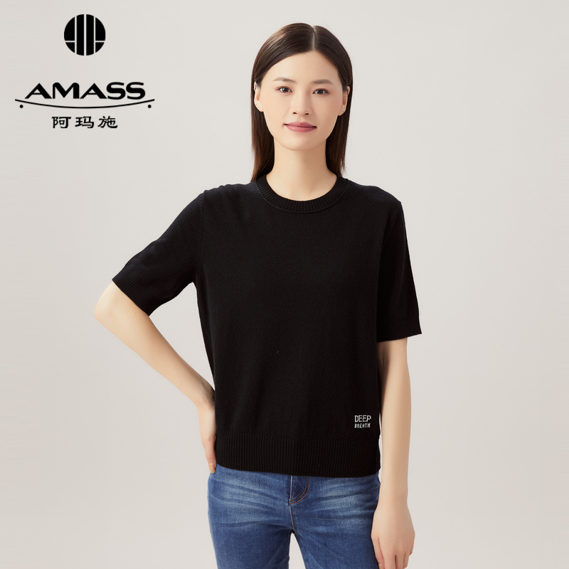 AMASS阿玛施 圆领套头字母短袖针织5399567