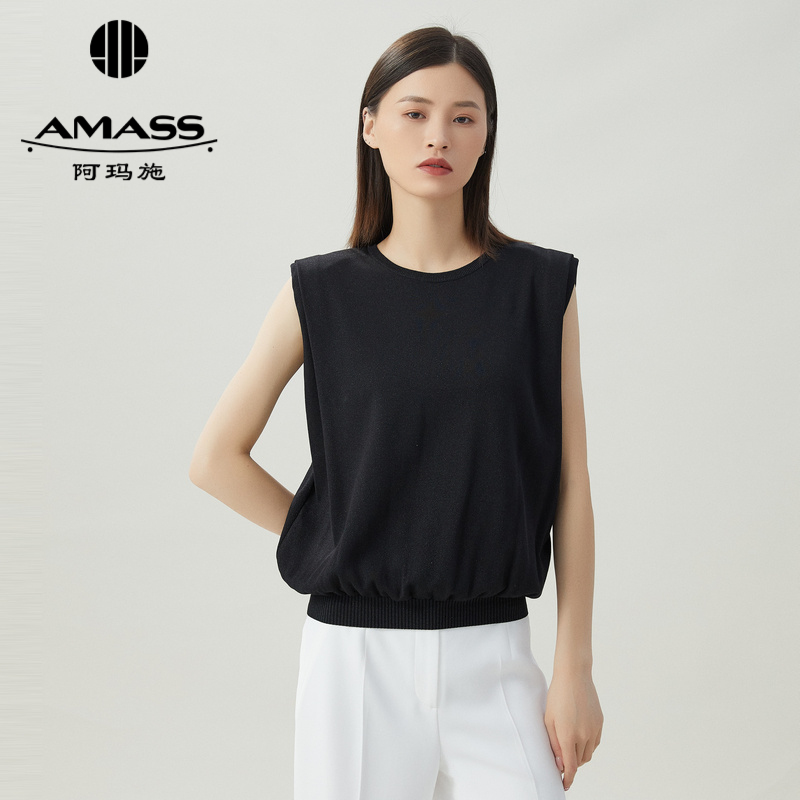 阿玛施AMASS BlingBling细闪甜酷T型垫肩无袖针织5399585