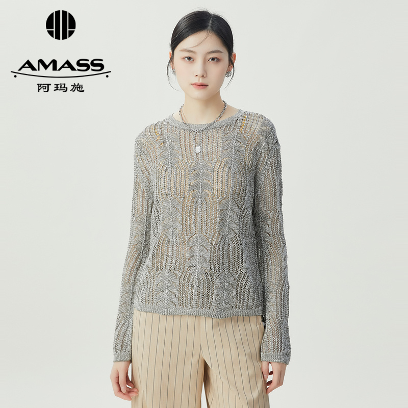阿玛施AMASS 复古新潮镂空钩花织线慵懒感针织5399713