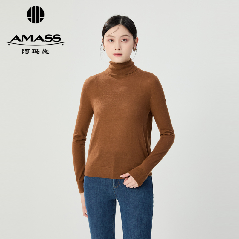 阿玛施AMASS 基础百搭纯色无缝高领针织打底衫5399777