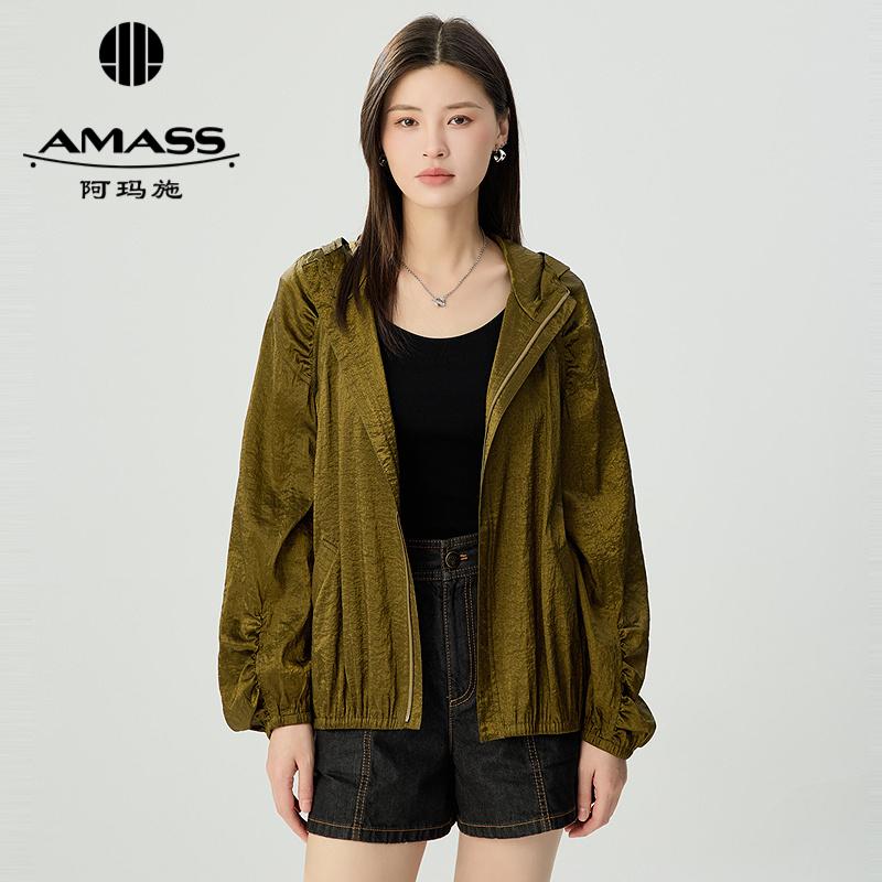 阿玛施AMASS 插肩袖宽松造型轻量缩褶休闲外套540001