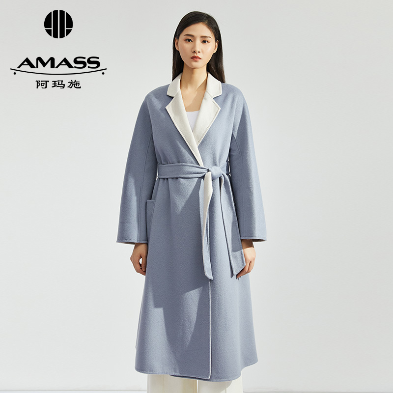 AMASS阿玛施 经典双面呢大衣5400070 附腰带