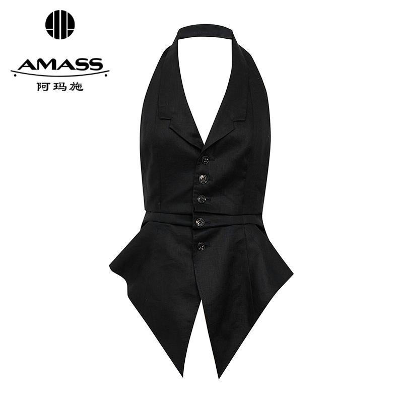 阿玛施AMASS 露背挂脖麻料收腰马甲540017
