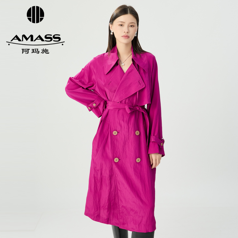 阿玛施AMASS 时尚造型记忆面料风衣外套540018