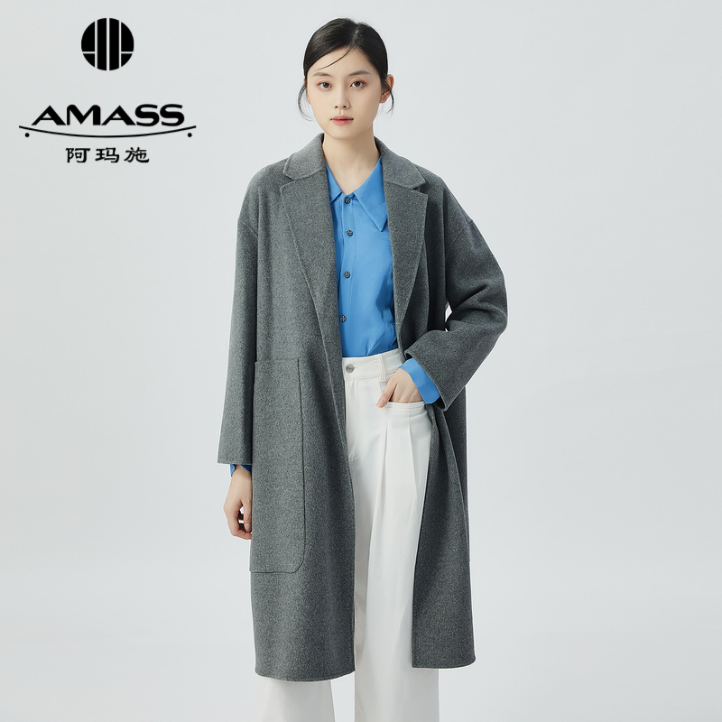 阿玛施AMASS 经典廓形大口袋双面呢大衣5400252