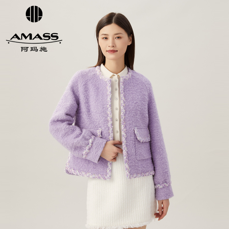 阿玛施AMASS 名媛气质圆领花呢小香外套5400312-2