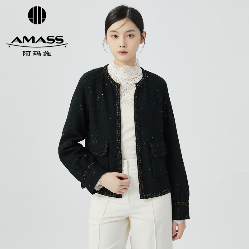 AMASS阿玛施 圆领毛呢小香风外套5400312-2