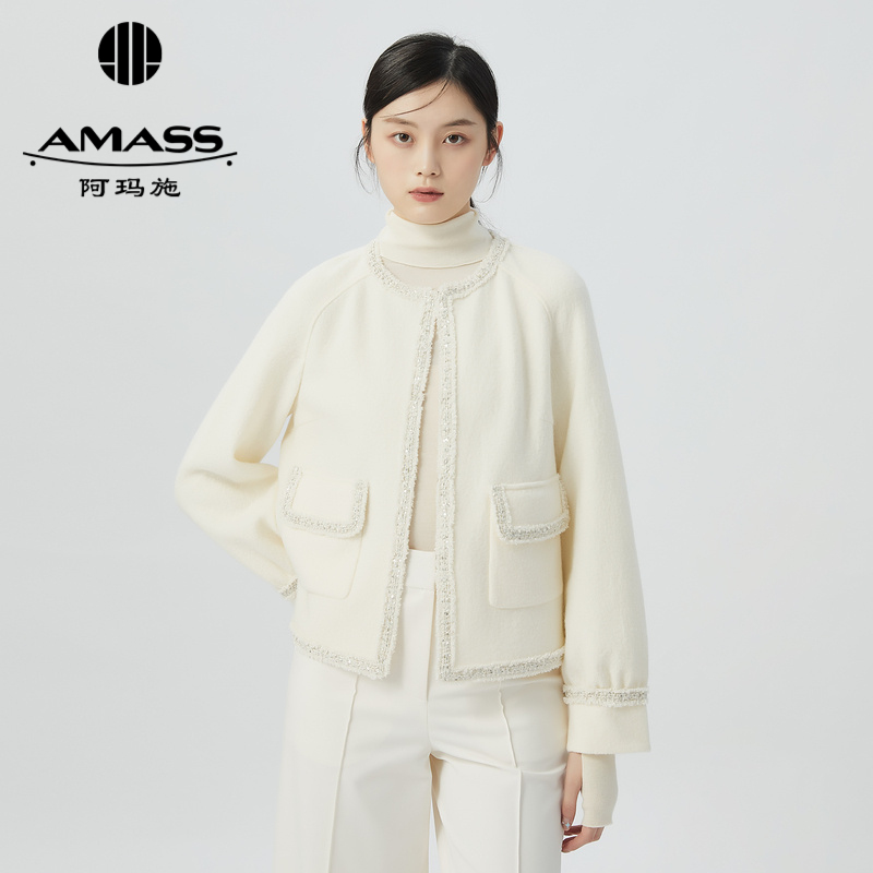 AMASS阿玛施 圆领毛呢小香风外套5400312