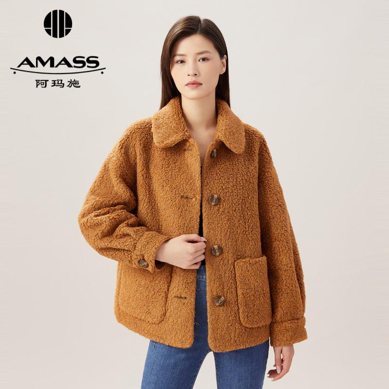 AMASS阿玛施 方领宽松保暖泰迪外套5400402