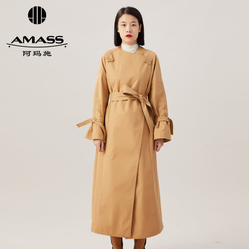 AMASS阿玛施长款翻领气场风衣5400460 附腰带