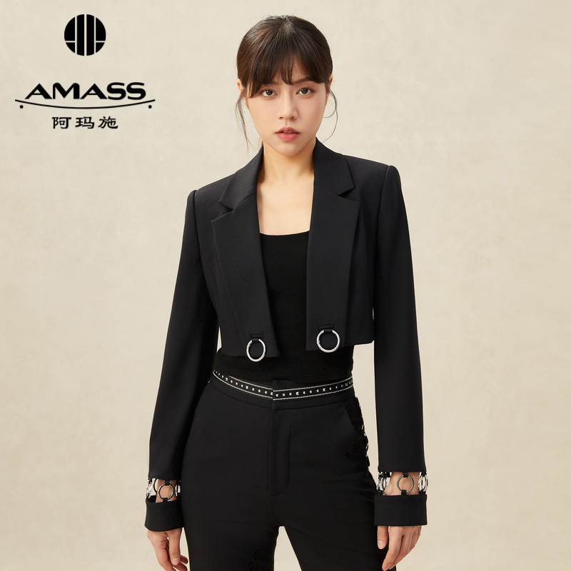 AMASS阿玛施 设计师款圆环短款翻领小西装5400473