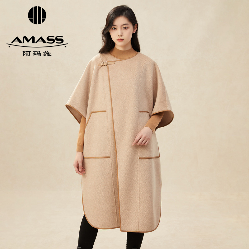 AMASS阿玛施中袖阔版羊绒双面尼5400528