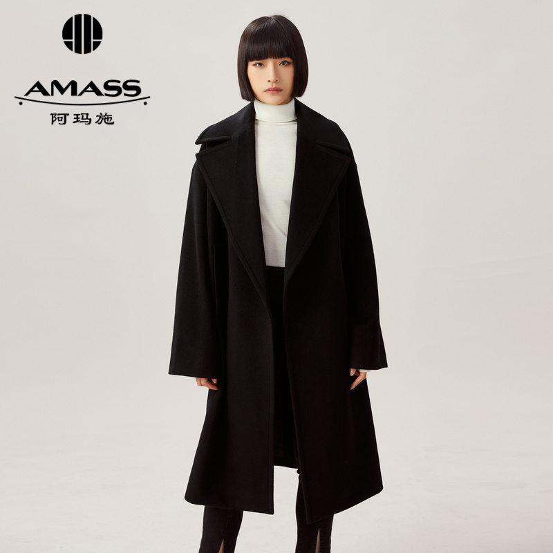 AMASS阿玛施 简约大翻领长款大衣5400541