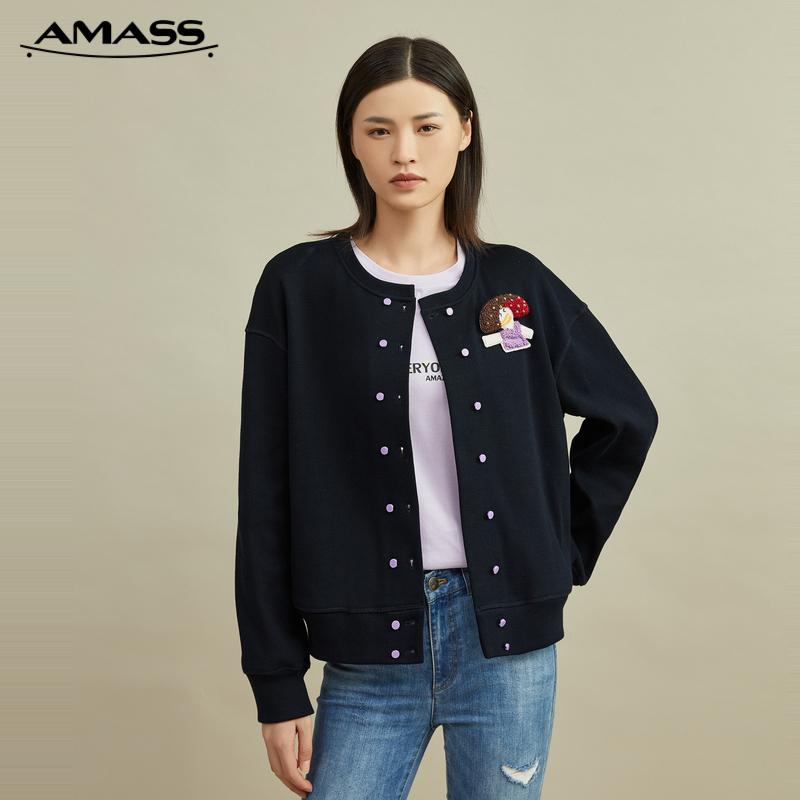 AMASS阿玛施 圆领章仔开衫外套5400560