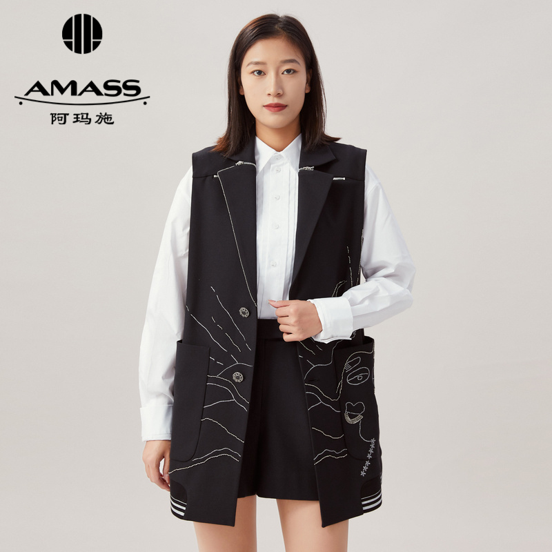 AMASS阿玛施 设计师款时尚艺术人脸系列马甲5400583-2 附一对肩棉
