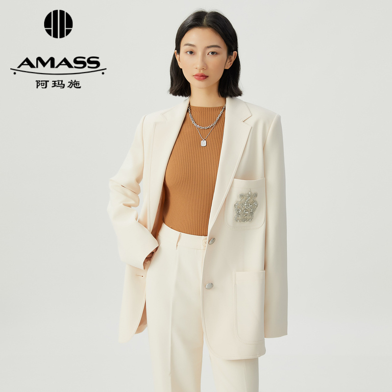 AMASS阿玛施 宽松廓版两粒扣翻领西装外套5400587-2