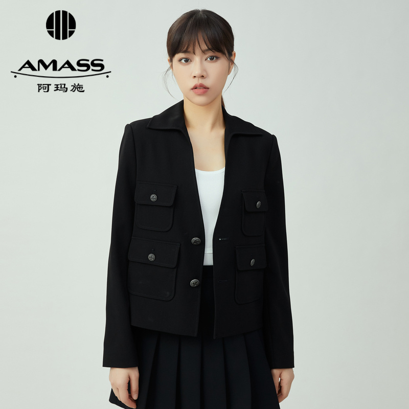AMASS阿玛施 气场V领两粒扣长袖外套5400617