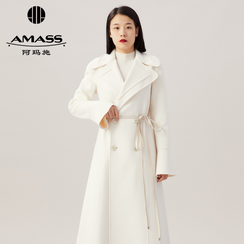 AMASS阿玛施纯羊毛双面呢长款纯色长袖大衣5400630