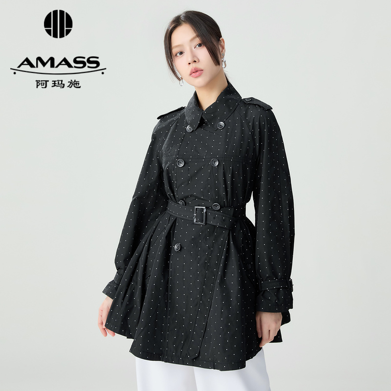 AMASS阿玛施 气质经典双排扣收腰风衣 附腰带5400631-3