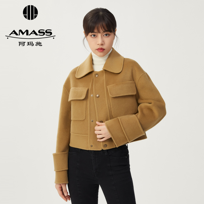 AMASS阿玛施 双口袋山羊绒短款双面呢外套5400633-2