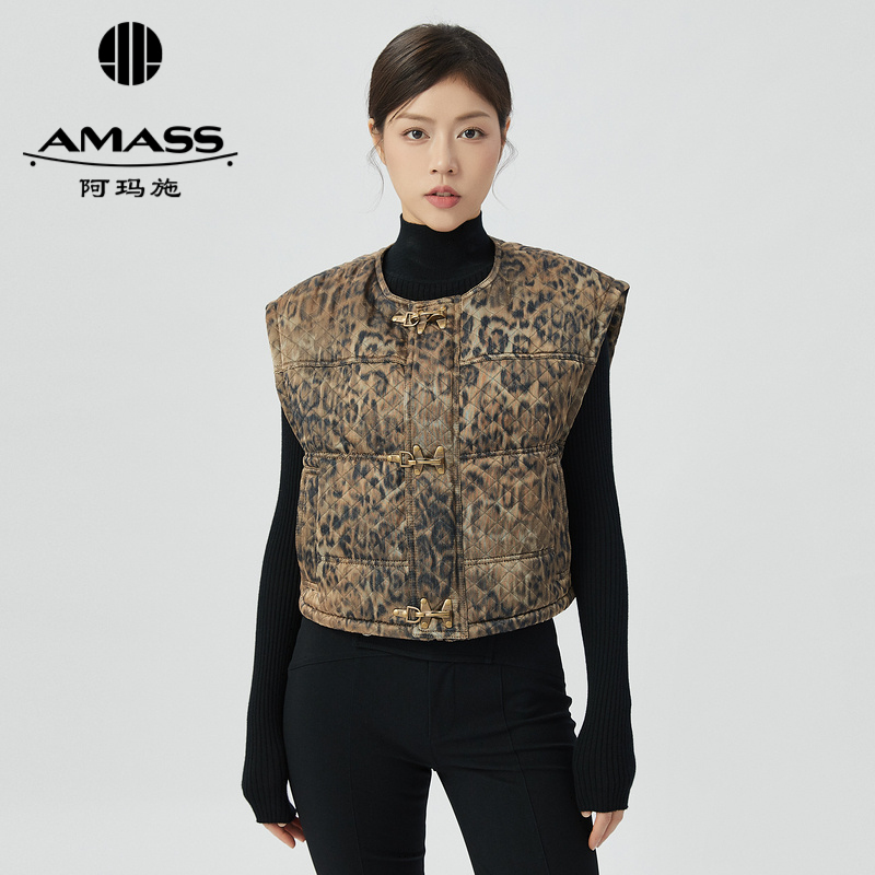 阿玛施AMASS 个销时尚造型豹纹马甲5400647