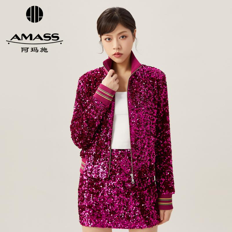 AMASS阿玛施 潮酷拉链亮片外套5400652