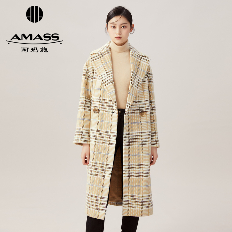 AMASS阿玛施 宽松大版廓形格纹大衣5400661-2
