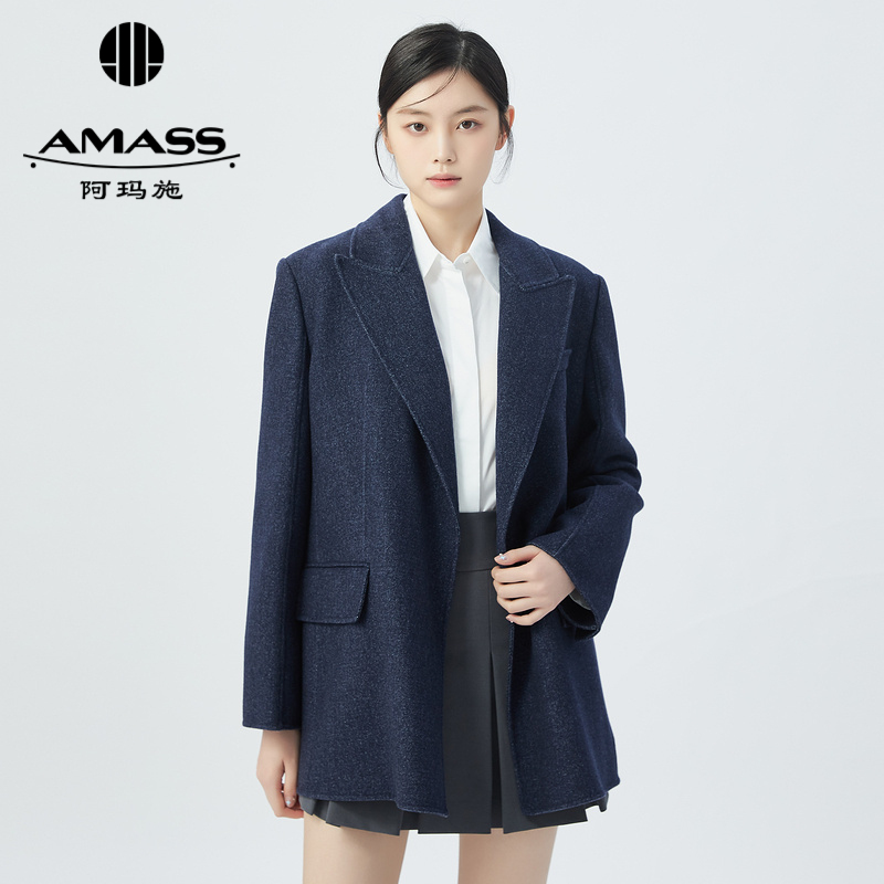 AMASS阿玛施 品质纯山羊绒廓形翻领西装外套 5400674