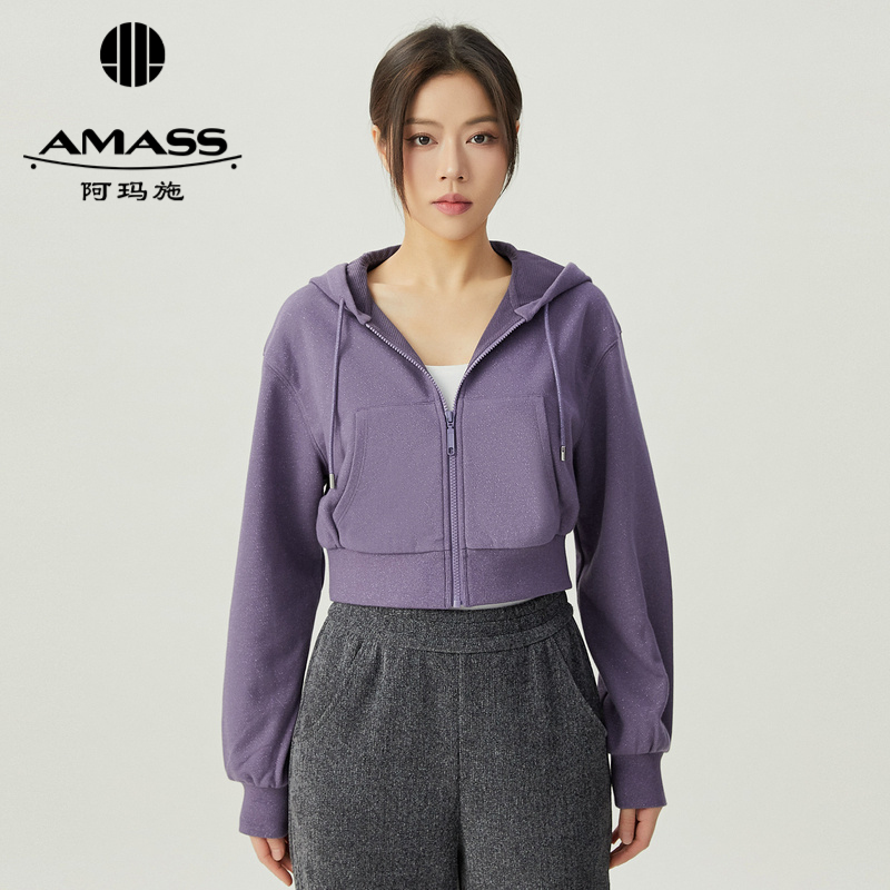 AMASS阿玛施 短款休闲运动连帽卫衣外套5400683