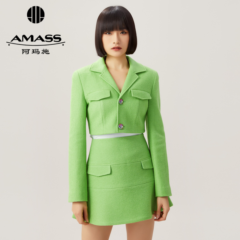 AMASS阿玛施 翻领修身羊毛短外套5400689-2