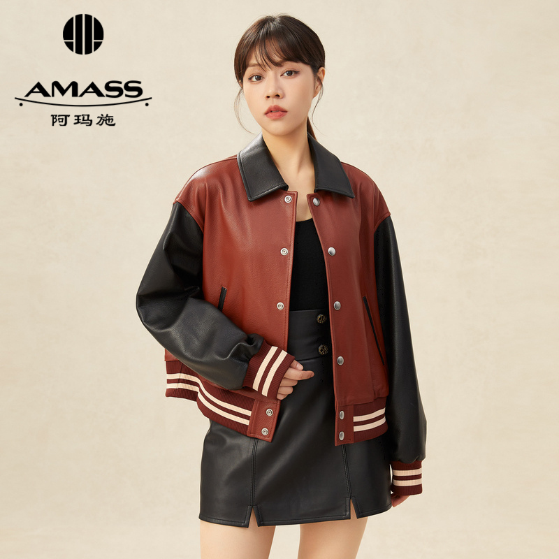 AMASS阿玛施 拼接皮衣外套5400692