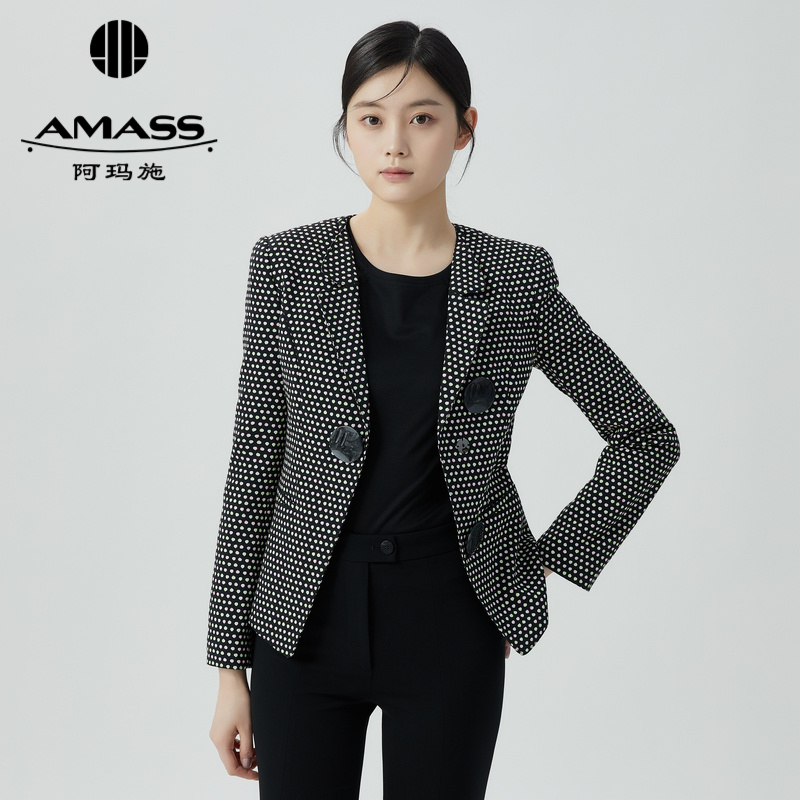 AMASS阿玛施 复古波点收腰西装外套 5400700