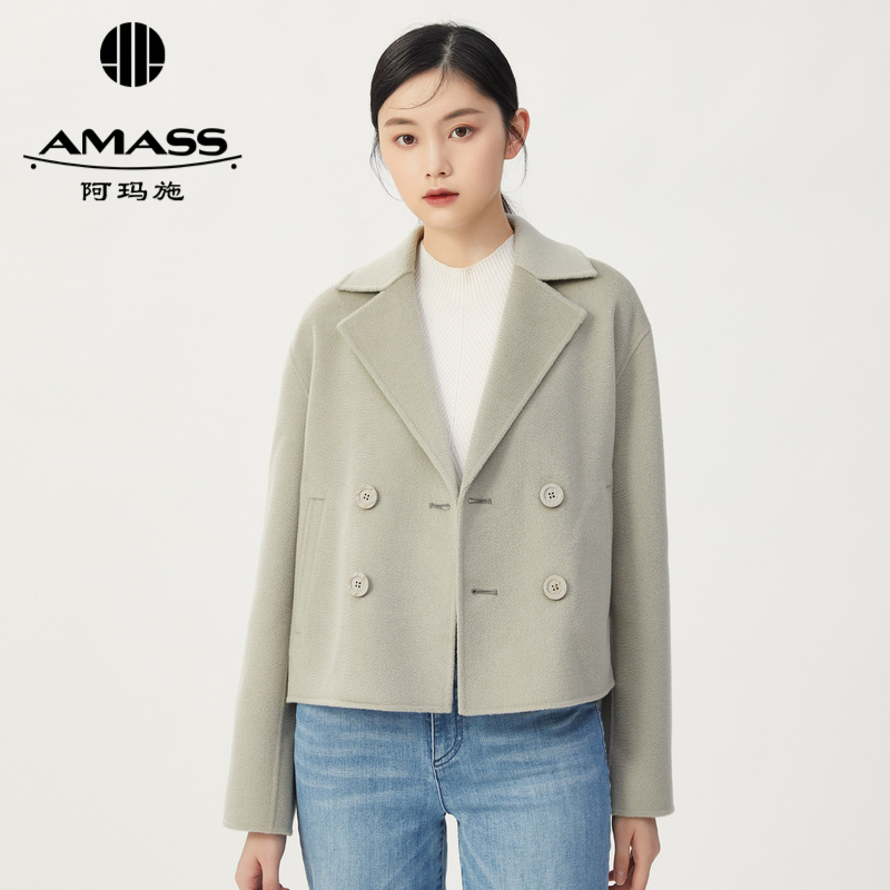 AMASS阿玛施 高级双排扣山羊绒短款外套5400705