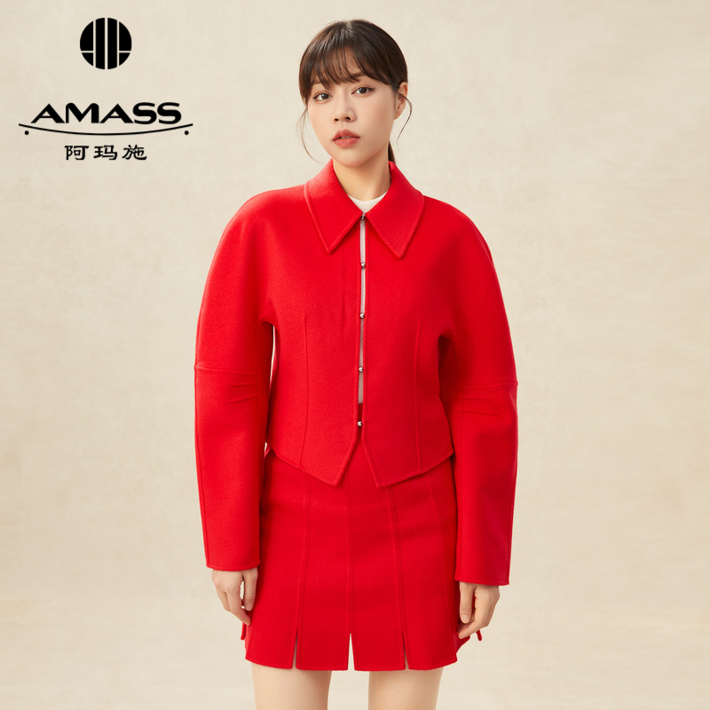 AMASS阿玛施 红色双面尼短外套5400716