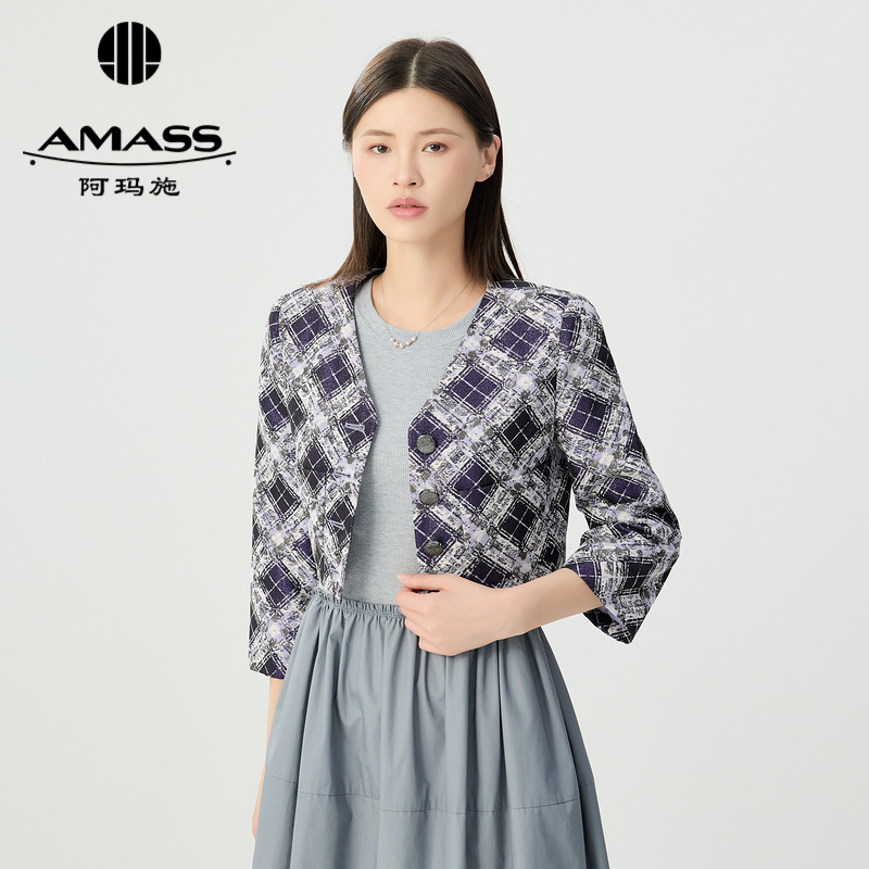 阿玛施AMASS 通勤气质百搭小香风短款外套5400725